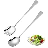 worahroe 28 cm Salatbesteckset Edelstahl, 2 Stück Groß Servierlöffel Salatgabel, Löffel Edelstahl Göffel mit Langen Griffen, Küchenhelfer für Familie, Hotels, Restaurants