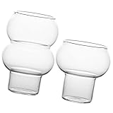 MUCKLILY 2 Stück Topfbauchbecher Tassen Kaffeetasse Dessertschalen Dessertbecher Eisbecher Eisschale Glas Transparent