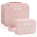 2 Stück Kosmetiktasche wasserdichte Make-up-Tasche Tragbare Schminktasche für Damen und Mädchen(Rosa)