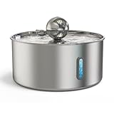 Edelstahl 7L Trinkbrunnen für Katze und Hunde，Edelstahl Hundebrunnen mit 5-Schicht Filtration und LED -Licht，Ultraleiser Pumpe mit Überlastschutz für große Hunde/Mehrere Katzen, mit 3 Filter