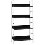 BaraSh Bücherregal 4 RegalBöden Balkon Regal Abstellraum Regal Wohnzimmer Regal Ordnerregal Storage Shelves BüRoregal Schwarz 60×27,6×124,5 cm Holzwerkstoff