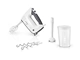 Bosch Handrührer ErgoMixx, MFQ37470, 750 W, Mixfuss, Edelstahl Rührwerkzeuge, 5 Stufen plus Turbotaste, weiss/grau