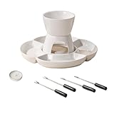 Generisch Fondue Maker Set, Ceramic Set with Fork and Tray, Portable Tray Family Friendly Quick Setup Dishwasher Safe Cozy Ambiance Versatile Use, Candle Heating for Home