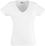 Lady-Fit Valueweight V-Neck T-Shirt von Fruit of the Loom Weiß L