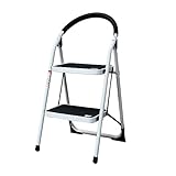 DUddTTW teleskopleiter Trittleitern, 2 Tritthocker, Eisen mit Handgriff, Klappleiter, Metall, tragbare Trittleitern, 330 Pfund, leichte Dachbodenleiter rutschfest