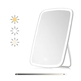 Ansuoda Kosmetikspiegel mit Beleuchtung Wiederaufladbarer, 3 Farblichter Schminkspiegel Mit Beleuchtung, Tragbarer Reisen Kosmetik Spiegel für Zuhause Reise Schlafzimmer Schminktisch