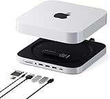 SATECHI Mac Mini Hub & Ständer mit SSD-Gehäuse für NVME & SATA M.2, Mac Mini Dock mit USB C 10 Gbit/s, 3 USB A 5/10 Gbit/s, 2.0 Audio-Buchse, für Mac Mini M2/M1, Mac Studio - Silber