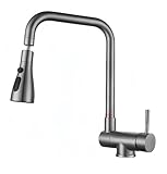 Vorfenster Küchenarmatur grau, Hochdruck Wasserhahn Küche Vorfenster grau, Vorfenster Armatur Flexible Mischbatterie Küche Hochdruck Armatur Küche Aus 304Edelstahl(grau)