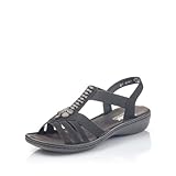 Rieker Damen Riemchensandalen 60806, Frauen Sandalen,Sommersandalen,bequem,flach,Sommerschuhe,Freizeitschuhe,offene Schuhe,schwarz (00),39 EU / 6 UK