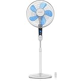 Brandson - Standventilator Silent mit Fernbedienung und Display - mobiler Lüfter - Oszillation 80° - 60 Watt - Ventilator leise - Höhe verstellbar 115-134 cm - Kopf um 35° neigbar