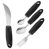 UTHCLO Rutsch Besteck für Senioren mit Arthritis und Ergonomische Adaptive Essutensilien mit Gebogenem Griff Teiliges Rehabilitatives Essbesteck für Behinderte und Ältere Personen