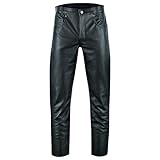 Bohmberg Herren Lederhose Exclusive Premium Lederjeans aus Voll-Rindsleder Motorradhose Bikerhose mittlere Leibhöhe Schwarz Gr.34W / 34L