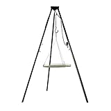 massives Stahl Dreibein 180 cm + Edelstahl Grill Ø 75 cm nur 10 mm lichter Stababstand Schwenkgrill Seilwirbel
