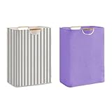 2 Stück Wäschekorb, 75L Groß Wäschesammler Aufbewahrungskorb Kinderzimmer mit Griffen, Faltbar Laundry Baskets Handtuchkorb Organizer für Schlafzimmer Badezimmer Wohnzimmer Wäschetonne 40x30x60cm -E