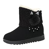 Stiefel Reiter Stiefel Schuhe Damen Boots Stiefel Damen Modische Strass Wedges Baumwollschuhe Warme Kurze Schneestiefel Stiefel Reiter Stiefel Schuhe Damen Boots Stiefel (Black, 37)