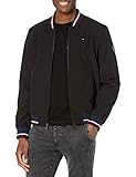 Tommy Hilfiger Herren Lightweight Varsity Rib Knit Bomber Jacket Shell-Jacke, Schwarze Softshell-Hülle, L