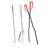 Cabilock Feuerstelle Ascheschaufel aus Robustem mit Feuerzange und Feuerhaken Langlebiges Teiliges Kaminwerkzeug für und Komfortabler Griff für Haushalt und Gartenreinigung
