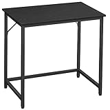 VASAGLE Schreibtisch, Kleiner Computertisch, Bürotisch, für Arbeitszimmer, Schlafzimmer, 50 x 80 x 76 cm, Industrie-Design, Metallgestell, ebenholzschwarz-tintenschwarz LWD038B56