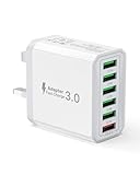 USB Ladegerät, 6-Ports Ladeadapter 33W Adapter Ladestecker mit QC 3.0 Schnellladegerät Mehrfach, USB Stecker Netzteil für iPhone 14 13 12 11 Pro Max, iPad, Handy 61