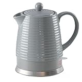 Elektrischer Wasserkocher aus Keramik, 1,5 Liter, abnehmbarer Deckel, Grau- Modernes Stylisches Design 'Grand', Deckel mit Silikondichtung. Tea kettle, ceramic, grey,1600 W, Liter 1,5L, retro look