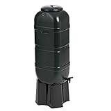Strata Regentonnen-Set, 4-teiliger Standfuß und Regensammler, 100 L, Schwarz, 36 x 32 x 96 cm