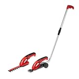 WALTER Akku-Gras- und Strauchschere 7,2 V Li-Ion - Flexibles 2-in-1 Gerät, LED-Ladestandsanzeige, Austauschbare Schnittmesser, Kabelloses Arbeiten, Einfache Handhabung, Inkl. Teleskopschlitten