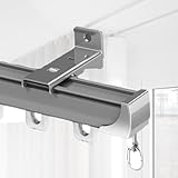 NILZA Decken-Vorhangschiene Aluminium Deckenschiene Deckenvorhangschiene Raumteiler Gardinenschiene Vorhänge Schienensystem Für Fenster Duschvorhang Wohnmobil (Color : A side mount, Size : 2.5M(8.2f