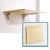 LINONI Wandklapptisch, klapptisch, Wand wandtisch klappbar,Kleiner, platzsparender, klappbarer Klappschreibtisch aus massivem Holz für Esszimmer, Arbeitszimmer, Küche, Balkon,Light Brown,40X30cm