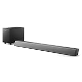 Philips TAB5308/10 Soundbar 2.1 mit kabellosem Subwoofer | 140 W | 4,5' Woofer | 4 EQ-Modi | HDMI ARC | Audio In | Optischer Eingang | Kompakt | Fernbedienung | Wandhalterungen | Dunkelgrau