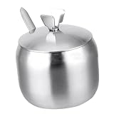 TOGEVAL Edelstahl Gewürzglas mit Deckel und Löffel Mehrzweck Salz Pfefferstreuer Stabiles Küchenlager für Chili Zucker und Öl Geeignet für Zuhause und Gastronomie Silber