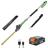 WORKPROX Akku Teleskop-Heckenschere 20V mit 2,0Ah Batteie & Typ-C Ladekabel, 2,8m Heckenschere Schnittlänge 45cm, Ø18mm, Heckentrimmer mit Teleskopstange für Garten, Hohen Hecken & Sträucher