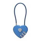 Kompaktes Design, Gepäckschloss, Passwort, 3-stelliges Vorhängeschloss, Herzform, tragbar, Mehrzweck, zurücksetzbar, für Schultaschen, Fitnessstudioschränke, Outdoor, lustig, blau