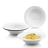 Sänger | Pastateller New Port 4 tlg, Nudelteller Set 4 Personen, Porzellan Bowl Schüssel für Nudeln, Tiefe Teller Spülmaschinenfest, Bowl Schale Multifunktional Weiß 370ml | PREMIUM COLLECTION