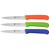 GRÄWE Gemüsemesser, Set, kleines Küchenmesser-Set, Obstmesser, Schälmesser, Edelstahl, schwarz, super scharf geschliffen (Bunt, 3er Set)