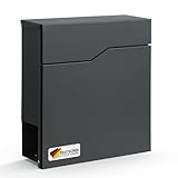 KARAT Moderner Briefkasten, mit Zeitungshalter, Deckel, abschließbar mit Zeitungsfach und großer Einwurfklappe, Jean Anthrazit