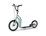 YEDOO City Tretroller - ab 140 cm Körperhöhe, bis 120 kg, mit Luftreifen 16/12 - Cityroller für Erwachsene und Kinder mit verstellbarem Lenker und Ständer, blau