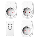 HBN 3X Funksteckdosen mit 1 Fernbedienung 16A/3.680W, Ferngesteuerte Stecker Set für Innen Weihnachtsdeko, Haushaltsgeräte, Reichweite 30m, Weiß