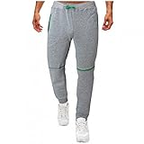 ZHINIAN Sport-Sweathose für Herren, klassische Streifen, Stretch, Kordelzug mit Taschen, lässig, lose, atmungsaktive Trainingshose für Fitnessstudio, Workout, grau, 34-37