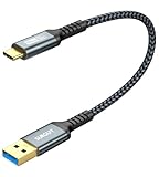 SUNGUY USB C Kabel, 30CM USB Typ C auf USB 3.1 Gen 2 Kabel, 10Gbps Datenkabel und Ladekabel Kompatibel mit iPhone 16/15 Pro Max, Galaxy S24, Google Pixel, Android Auto, Huawei P40/P30-Grau