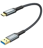 SUNGUY USB C Kabel, 30CM USB Typ C auf USB 3.1 Gen 2 Kabel, 10Gbps Datenkabel und Ladekabel Kompatibel mit iPhone 15/15 Pro Max,Galaxy S21, Google Pixel, Android Auto,Huawei P40/P30-Grau