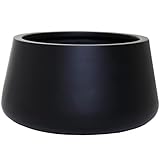VIVANNO Pflanzentopf Pflanzkübel Fiberglas Gordo 21x32 cm Frostsicher - Blumentopf Bauchig Rund Schwarz Matt Groß Außen, Innen