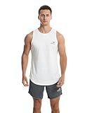 Herren Tanktop, schnell trocknende Trainingshirts, Muskel Fitness Bodybuilding Laufshirt Fitness Tanks Ärmelloser T-Shirt Weiß M