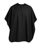 ECENCE Friseurumhang mit professionellem Hakenverschluss - Haarschneideumhang Schwarz 120x100cm, wasserabweisend, Barber Cape für Friseursalon