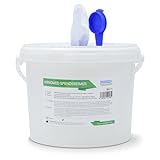 ARNOMED Trockene Desinfektionstücher mit Spendereimer, 140 Dry Wipes zur Desinfektion von Flächen, Vliestücher inkl Spendersystem, Flächendesinfektionstücher, Putztücher Werkstatt kratzfrei Vliesrolle