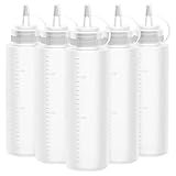 Gvolatee Squeeze Flasche, 5 Stück 250ml 8oz Plastik Quetschflasche Mit Kappen - BPA Frei,Kein Leck Condiment Flaschen für Malen,Backen,Ketchup,scharfe Soße,Olivenöl, Saucenflasche