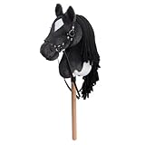 BEJOY Steckenpferd Spielzeug Pferd, Hobby Horse Holzpferd Plüschpferd zum Reiten für Kinder mit Halfter und Trense, Nashorn Grau