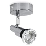 B.K.Licht - LED Wandspot für das Bad schwenkbar, warmweiße Lichtfarbe, 5 Watt, 400 Lumen, Wandlampe innen, Wandstrahler, Wandleuchte innen, Wandlicht, Wandbeleuchtung, 8x10,6 cm, Matt-Nickel-Chrom
