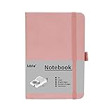 Mlife A6 Klein Journal Notizbuch, 192 Seiten, A6 Notizbücher Mini Hardcover mit elastischem Verschlussband und Falttasche (Rosa)