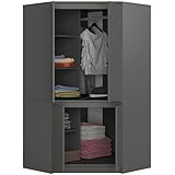 BDW - Eckschrank Schlafzimmer - Kleiderschrank Groß - Schrank 100 cm breit, 180 cm hoch - Eckkleiderschrank mit Kleiderstange und Einlegeböden - Kleiderschrank Graphit