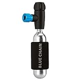 Bluechain® CO2 Fahrradpumpe für Schrader & Presta Ventile inkl. CO2 Kartusche 16g / CO2 Kartuschenpumpe Fahrrad / CO2 Pumpe Fahrrad inkl. Eva-Kälteschutz für 16g Kartuschen